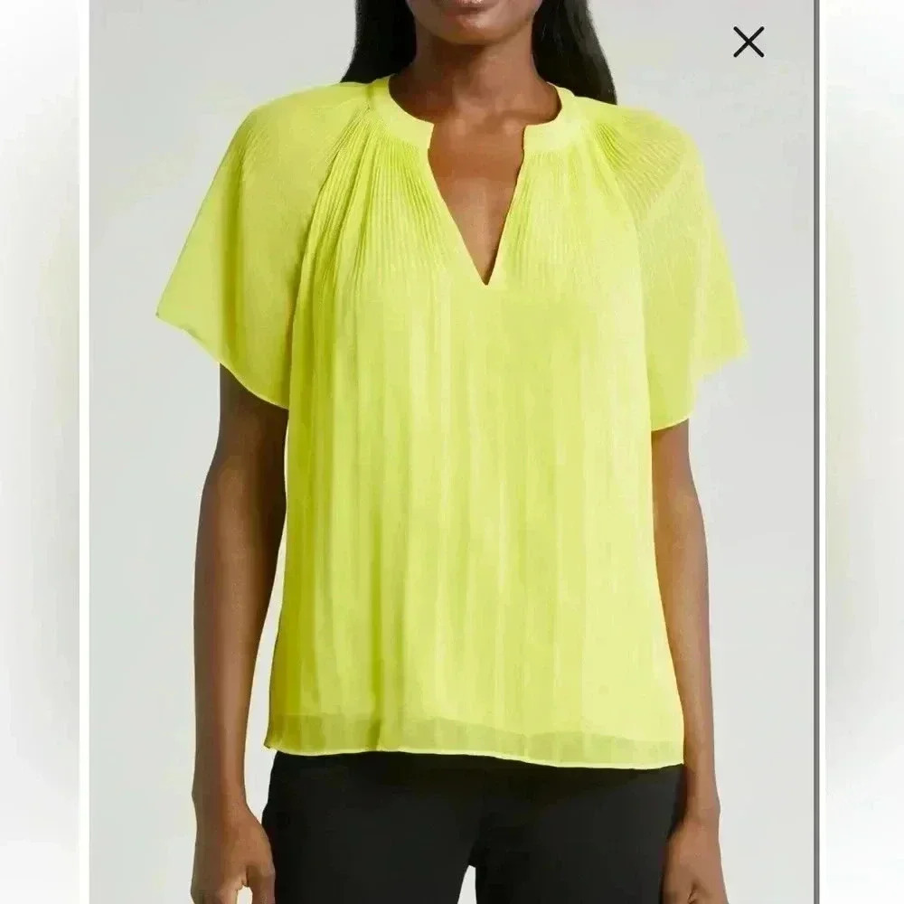 halogen yellow blouse‎ Large spring fall